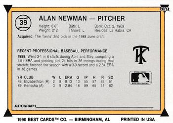 1990 Best #39 Alan Newman Back