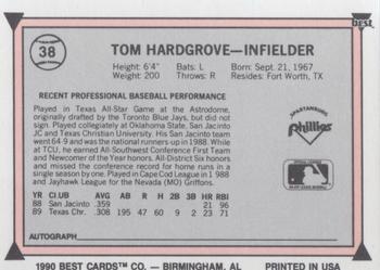 1990 Best #38 Tom Hardgrove Back