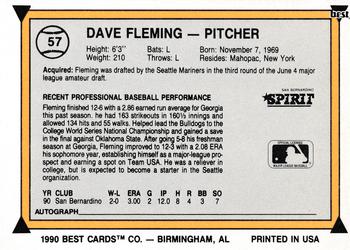 1990 Best #57 Dave Fleming Back