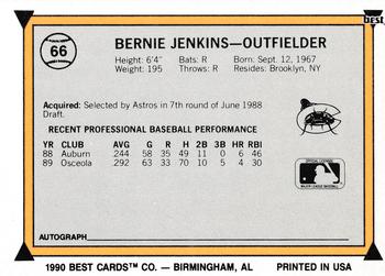 1990 Best #66 Bernie Jenkins Back