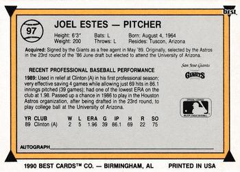 1990 Best #97 Joel Estes Back