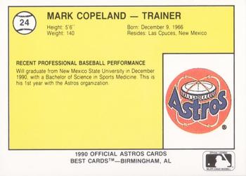 1990 Best Auburn Astros #24 Mark Copeland Back