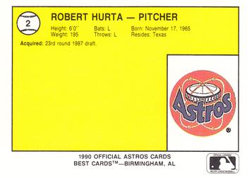 1990 Best Auburn Astros #2 Robert Hurta  Back
