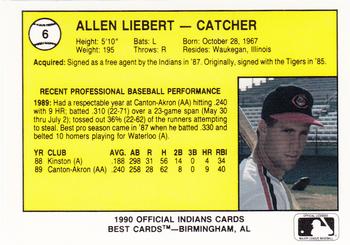 1990 Best Canton-Akron Indians #6 Allen Liebert  Back