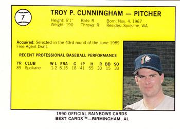 1990 Best Charleston Rainbows #7 Troy Cunningham  Back