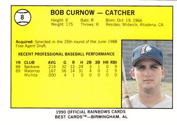 1990 Best Charleston Rainbows #8 Bob Curnow  Back