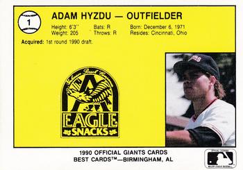 1990 Best Everett Giants #1 Adam Hyzdu  Back