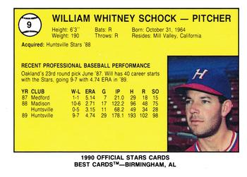 1990 Best Huntsville Stars #9 William Schock  Back