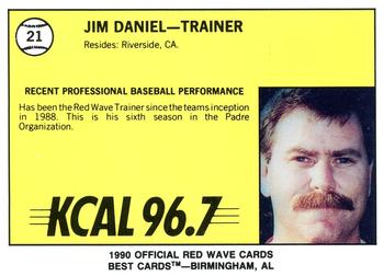 1990 Best Riverside Red Wave #21 Jim Daniel Back