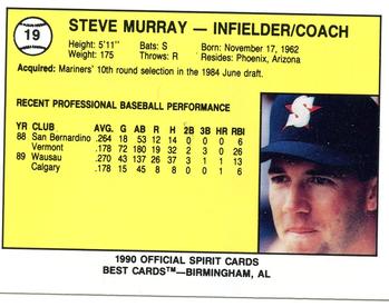 1990 Best San Bernardino Spirit #19 Steve Murray Back