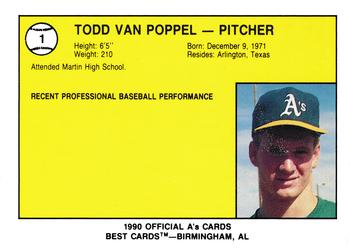 1990 Best Southern Oregon Athletics #1 Todd Van Poppel  Back