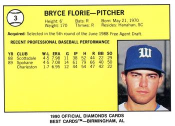 1990 Best Waterloo Diamonds #3 Bryce Florie  Back