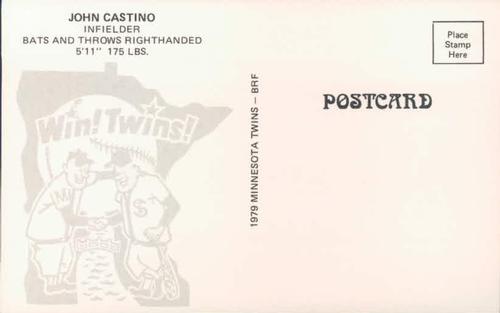 1979 Minnesota Twins Postcards #NNO John Castino Back