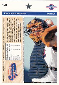 1992 Upper Deck Minor League #128 Eric Christopherson Back