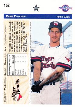 1992 Upper Deck Minor League #152 Chris Pritchett Back