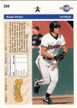 1992 Upper Deck Minor League #244 Adam Hyzdu Back