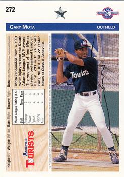1992 Upper Deck Minor League #272 Gary Mota Back
