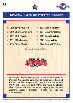 1992 Upper Deck Minor League #33 Rondell White Back