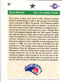 1992 Upper Deck Minor League #67 Allen Watson Back