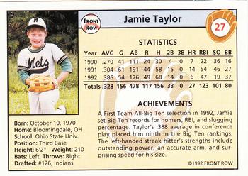 1992 Front Row Draft Picks - Silver #27 Jamie Taylor Back