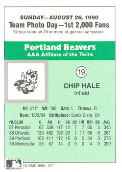 1990 CMC Portland Beavers #19 Chip Hale Back