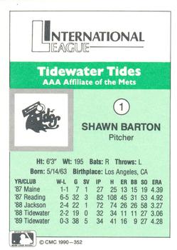 1990 CMC Tidewater Tides #1 Shawn Barton Back