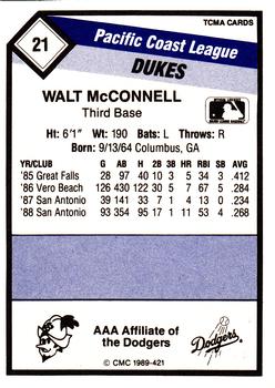 1989 CMC Albuquerque Dukes #21 Walt McConnell  Back