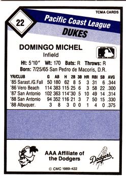 1989 CMC Albuquerque Dukes #22 Domingo Michel  Back