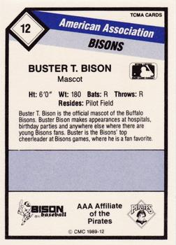 1989 CMC Buffalo Bisons #12 Buster T. Bison Back