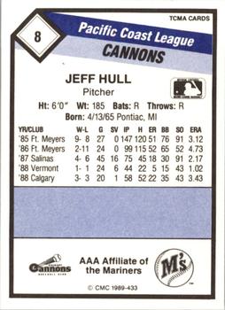 1989 CMC Calgary Cannons #8 Jeff Hull  Back