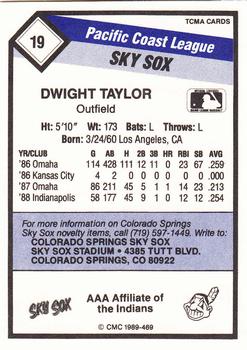 1989 CMC Colorado Springs Sky Sox #19 Dwight Taylor  Back