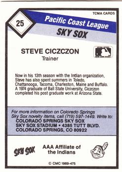 1989 CMC Colorado Springs Sky Sox #25 Steve Ciszczon Back