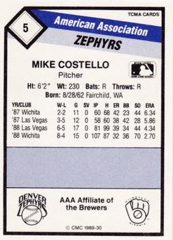 1989 CMC Denver Zephyrs #5 Mike Costello  Back