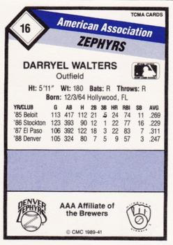 1989 CMC Denver Zephyrs #16 Darryel Walters  Back