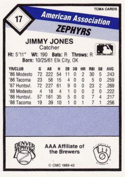 1989 CMC Denver Zephyrs #17 Jimmy Jones  Back