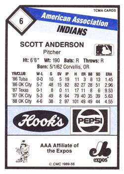 1989 CMC Indianapolis Indians #6 Scott Anderson  Back