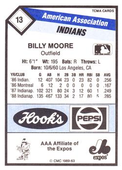 1989 CMC Indianapolis Indians #13 Billy Moore  Back