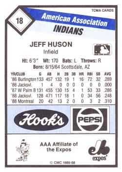 1989 CMC Indianapolis Indians #18 Jeff Huson  Back