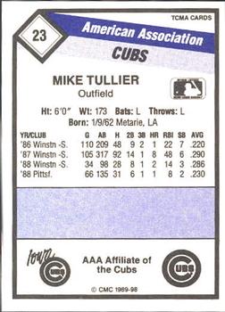 1989 CMC Iowa Cubs #23 Mike Tullier  Back