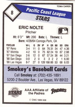1989 CMC Las Vegas Stars #8 Eric Nolte  Back