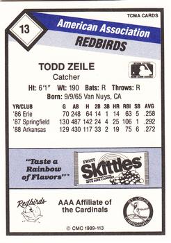 1989 CMC Louisville Redbirds #13 Todd Zeile  Back
