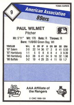 1989 CMC Oklahoma City 89ers #9 Paul Wilmet  Back