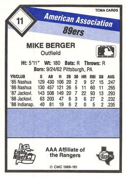 1989 CMC Oklahoma City 89ers #11 Mike Berger  Back