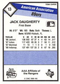 1989 CMC Oklahoma City 89ers #13 Jack Daugherty  Back