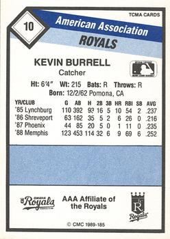 1989 CMC Omaha Royals #10 Kevin Burrell  Back