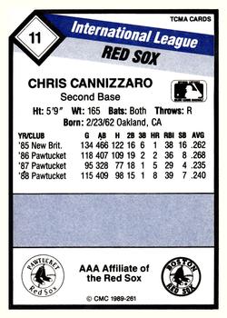 1989 CMC Pawtucket Red Sox #11 Chris Cannizzaro  Back