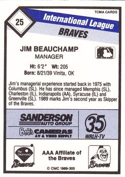 1989 CMC Richmond Braves #25 Jim Beauchamp Back