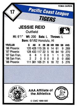 1989 CMC Tacoma Tigers #17 Jessie Reid  Back