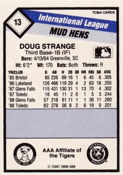 1989 CMC Toledo Mud Hens #13 Doug Strange  Back