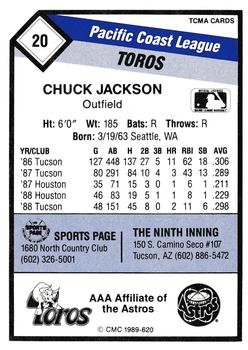 1989 CMC Tucson Toros #20 Chuck Jackson  Back
